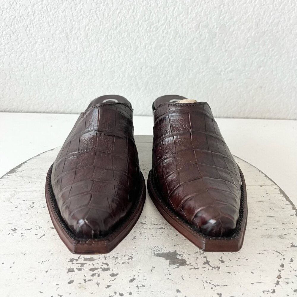 Rod Patrick Womens Mules 9.5 C Brown Caiman Leather Western Slip On Boots Shoes - Picture 5 of 11